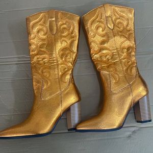 Nouvelles bottes pour femmes, modèle automne-hiver, chaussures tendance, talon épais, mi-hautes, style western - Product Image 5