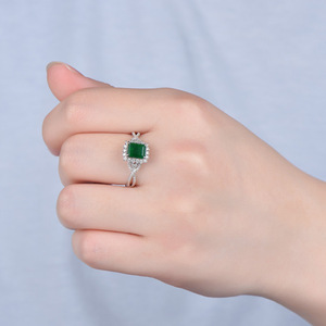 Emerald Color Square Design Ring Elegant Style Finger Ring for Women - Product Image 2