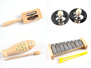 Ensembles d'instruments de musique Orff en bois en gros, jouets d'éveil musical pour enfants, xylophone, tambourin - Product Image 6