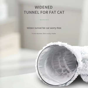 Lit tunnel pliable multifonctionnel pour chat, design beignet avec boule d'herbe à chat intégrée, lit chaud pour animaux de compagnie pour chiens, chats et hamsters - Product Image 3