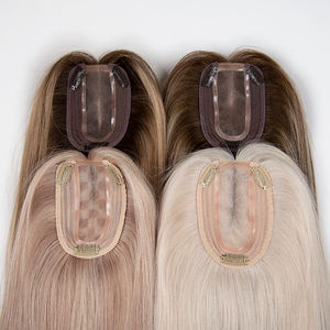 Envío Rápido: Mono Topper de Cabello Humano Virgen Europeo Natural para Mujeres Blancas, Base de Seda, Liso, Directo de Fábrica - Product Image 5