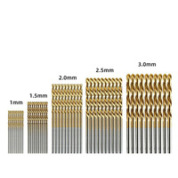 50pcs titane plaqué foret hélicoïdal ensemble en acier à grande vitesse tige droite Miniature trou ouvert foret hélicoïdal 1-3mm forets électriques