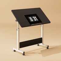 TABLE BASSE DEBOUT SIMPLE MOBILE POSTE DE TRAVAIL EN BOIS BLANC HAUTEUR MANUEL RÉGLABLE BUREAU TABLE PLIABLE POUR LA MAISON