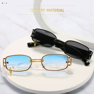 Gafas de Sol Retro Personalizadas con Logotipo, Negras y Azules, Cuadradas, para Mujer, Protección UV400, Rectangulares Pequeñas - Product Image 3