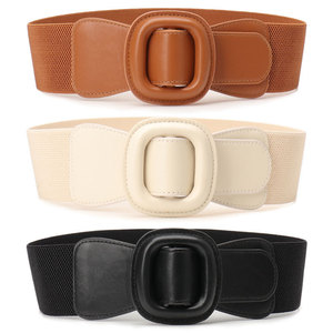 Mode multicolore 6CM de <span class=keywords><strong>large</strong></span> femmes élégante robe élastique <span class=keywords><strong>ceinture</strong></span> luxe Vintage réglable Stretch tricoté <span class=keywords><strong>ceinture</strong></span> décorative - Product Image 1