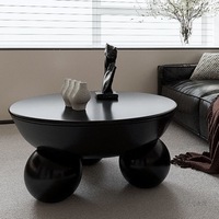Table basse circulaire convertible minimaliste moderne, luxe haut de gamme, hauteur réglable, rangement, bois noir, pour salon
