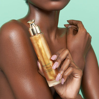 Huile Scintillante Corps et Visage Effet Lumière Privée – Liquide Illuminateur Bronzant Doré Longue Durée pour le Corps