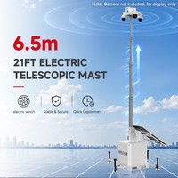 Torre de Vigilancia Solar Móvil HiTOWER, Remolque Compacto con Panel Solar de 450W, Batería de 9600WH, Mástil de 6.5m para Monitoreo de Seguridad