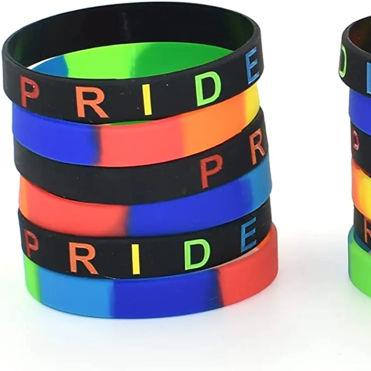 ลดกระหน่ำ DIY สายรัดข้อมือซิลิโคนยางสีรุ้ง LGBT Pride
