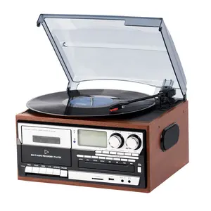 Bluetooth classic style recording player turntable with AM/FM radio CD/tape player