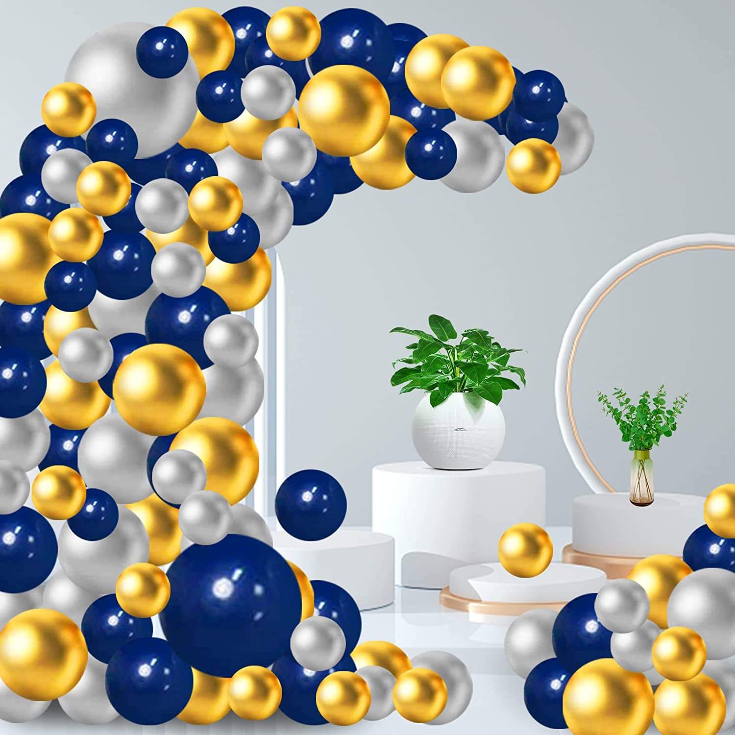 Palloncini Trasparenti 10 Pz 12" Coriandoli Blu Kit Festa Party Decorazione - Foto 3