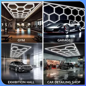 High Lumen Aluminum Hexagon Detailing Led Parking Garage Luminaires Lights Honeycomb Decorative Barber Shape Car Wash Light
