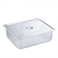Bac Gastronorm GN 1/6 en acier inoxydable avec couvercle, bac pour table vapeur, hôtel, restaurant, buffet, traiteur, conteneur alimentaire