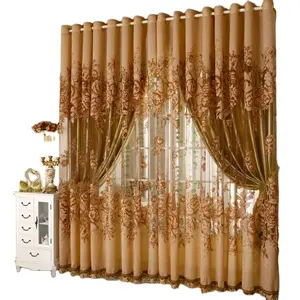 American Styles Rod Pocket Top Rose Embroidery Floral Room curtain bedding set