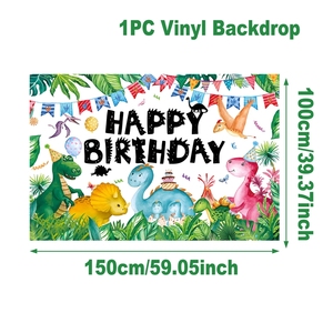 1 * 1,5 m Dinosaurier-Hintergrund Geburtstag Dekoration Fotografie Glückwunsch-Geburtstag Hintergrund Stand-Requisiten für Partyzubehör - Product Image 2