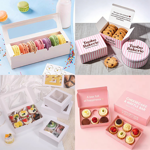 Индивидуальный логотип, складная картонная коробка для еды на вынос, упаковочная коробка для печенья, пончиков, миндального печенья - Product Image 4