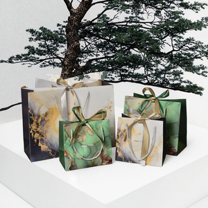 Bolsas de Regalo de Papel con Diseño de Mármol de Lujo, Bolsas de Compras con Cinta de Raso para Envolver Regalos de Cumpleaños - Product Image 3