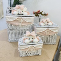 Panier de rangement pour meubles en osier bon marché Panier à linge avec couvercle