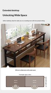 Bureau d'étude moderne double long, gain de place, artefact <span class=keywords><strong>pour</strong></span> <span class=keywords><strong>étudiant</strong></span>s, <span class=keywords><strong>chambre</strong></span> à coucher, <span class=keywords><strong>location</strong></span> de maison, bureau d'ordinateur rectangulaire, pièce étroite - Product Image 5