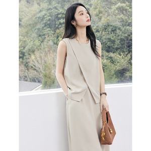 Women's Black Sleeveless Vest Set Solid Color Polyester Two Piece Suit For Work Summer Spring Casual Wear - Product Image 2