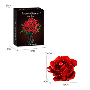 Woma Toys - Juego de Bloques de Construcción de Flores de Rosa Roja, Ladrillos Artificiales para Regalos de San Valentín de Lujo (11156) - Product Image 6