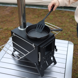 Fornello da Campeggio Pieghevole <span class=keywords><strong>a</strong></span> <span class=keywords><strong>Legna</strong></span>, Griglia BBQ in Acciaio al Carbonio Resistente, Fornello Integrato Pieghevole per Giardino e Picnic - Product Image 6