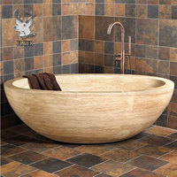 Décor de luxe Salle de bain Baignoires en marbre autoportantes Baignoire en pierre naturelle de style occidental sculptée à la main