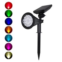 Projecteur solaire RGB à 18 LED pour jardin, éclairage paysager extérieur avec tête réglable et piquet de fixation au sol