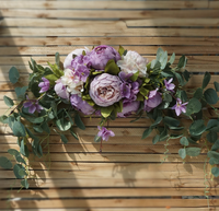 Pernikahan pedesaan bunga lengkung sutra karangan bunga buatan Swag bunga dengan daun hijau mawar peony bunga matahari Dekorasi Rumah