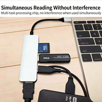 En stock : Hub USB 3.0 5 ports en alliage d'aluminium avec lecteur de cartes SD/Micro SD/TF Type-C pour caméra embarquée et tablettes Android