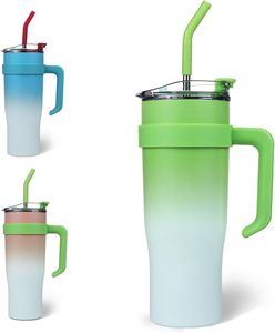 30oz và 40oz Gradient màu Tumbler với xử lý, thời trang cà phê <span class=keywords><strong>Mug</strong></span> thép không gỉ du lịch <span class=keywords><strong>Mug</strong></span> có nắp đậy và ống hút - Product Image 1