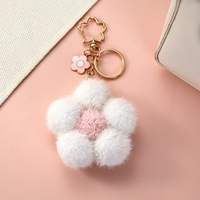 Dernier modèle de porte-clés fleur en peluche de coton personnalisé, accessoire pour téléphone portable et pendentif de sac, unisexe, vente en gros