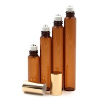 Bouteille cosmétique à rouleau d'huile essentielle en verre de 1ml 2ml 3ml 5ml 10ml Déodorant vide Bouteille à rouleau en verre ambré de 10ml avec couvercle en or