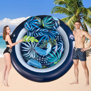 Adult Inflatable Round Floating Water Bed 195x195Cm Navy Blue For Pool Sunbathing And Tanning - Product Image 2