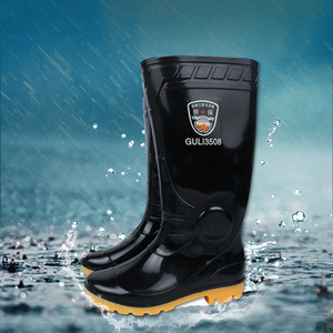 Botas de lluvia para hombre Guli3508, negras, de caucho grueso, antideslizantes, para minería y uso en exteriores. - Product Image 1