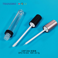 Tubes de gloss à lèvres cylindriques longs et épais, transparents, à double paroi, vides, personnalisés, vente en gros, tubes de gloss à lèvres uniques, emballage 10 ml