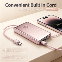 Batterie externe 120W avec câble intégré, charge rapide bidirectionnelle, affichage numérique LED, design fin en métal, portable