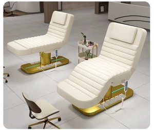 Gold Base Beauty Salon Esthetician Modern PVC Curve Facial Electric Adjustable 3 Motor Foldable Luxury Spa Massage Table - Product Image 6