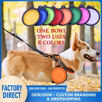 Bol pliable pour chien de 350 ml en silicone, bol portable pour nourriture et eau pour animaux de compagnie avec mousqueton pour les voyages, les promenades et la randonnée
