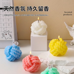 Vela Aromática Hecha a Mano con Forma de Bola de Hilo, Cera de Soja, Decoración para el Hogar, Decoración para el Dormitorio, Regalo Creativo - Product Image 3