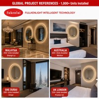 Miroir intelligent Fullkenlight de qualité supérieure pour salle de bain, avec capteur tactile, sans cadre, rond, LED, avec affichage de l'heure