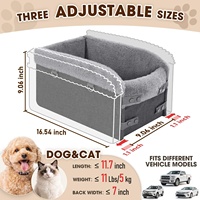 Siège auto pour petit chien avec console centrale et siège rehausseur, cadre métallique, double protection, ceintures de sécurité, lit pour animal de compagnie en boîte