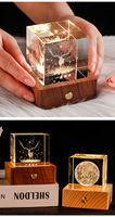 Amour Coeur Lune Forme blanc Cristal Cubes 3d gravé cristal cube led lumière base cristal cube photo affichage