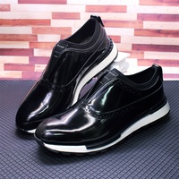 Chaussures en Cuir Décontractées de Luxe Fait Main Vikeduo pour Hommes, Mocassins Vernis Brillants, Baskets Haut de Gamme pour Hommes