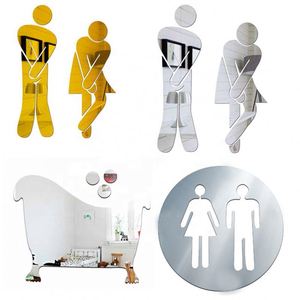 Autocollants miroir 3D en acrylique pour salle de bain, panneaux WC Femme & Homme, autocollants muraux pour miroir, panneaux de porte pour maison, hôtel, toilettes - Product Image 2