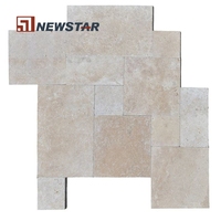 Newstar vente en gros personnalisé Villa décoration intérieure travertin motif français pavés luxe Beige travertin carrelage de sol