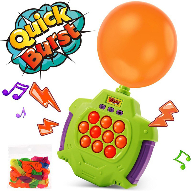 Quick Push Bubble Game Pop Electronic Game for Children Adults Fast Push Pop Game with Balloon Inflatable Sensory Squeeze Toys