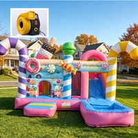 Château Gonflable Personnalisable Rose Sucré pour Filles, Combo Maison de Rebond Princesse pour Location de Fête d'Anniversaire