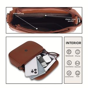 Sac messager en toile pour femme, style bohème ethnique, sac à bandoulière en PU avec pompon - Product Image 4