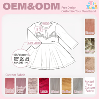 Robe à manches longues pour petites filles avec applique licorne, fleurs colorées, col rond, jupe évasée, polyester doux, robes de princesse